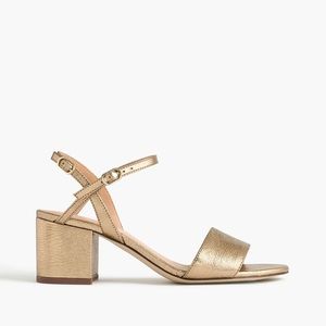 J Crew Gold Strappy Chunk Heels Size 11